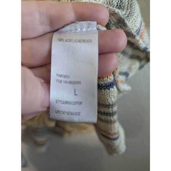 Democracy‎ Sweater Womens L Striped Fall Preppy Momcore Cozy Open Knit Pullover - Picture 4 of 13